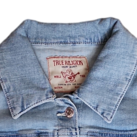 True Religion Denim Crop Jacket Stretch - Picture 6 of 13